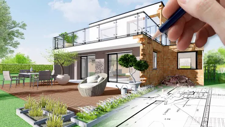 Villa design sketch drawn over a site plan for a project in Bali